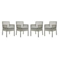 thumbnail image 1 of Aura Dining Armchair Outdoor Patio Wicker Rattan Set of 4 in Gray Gray, 1 of 6