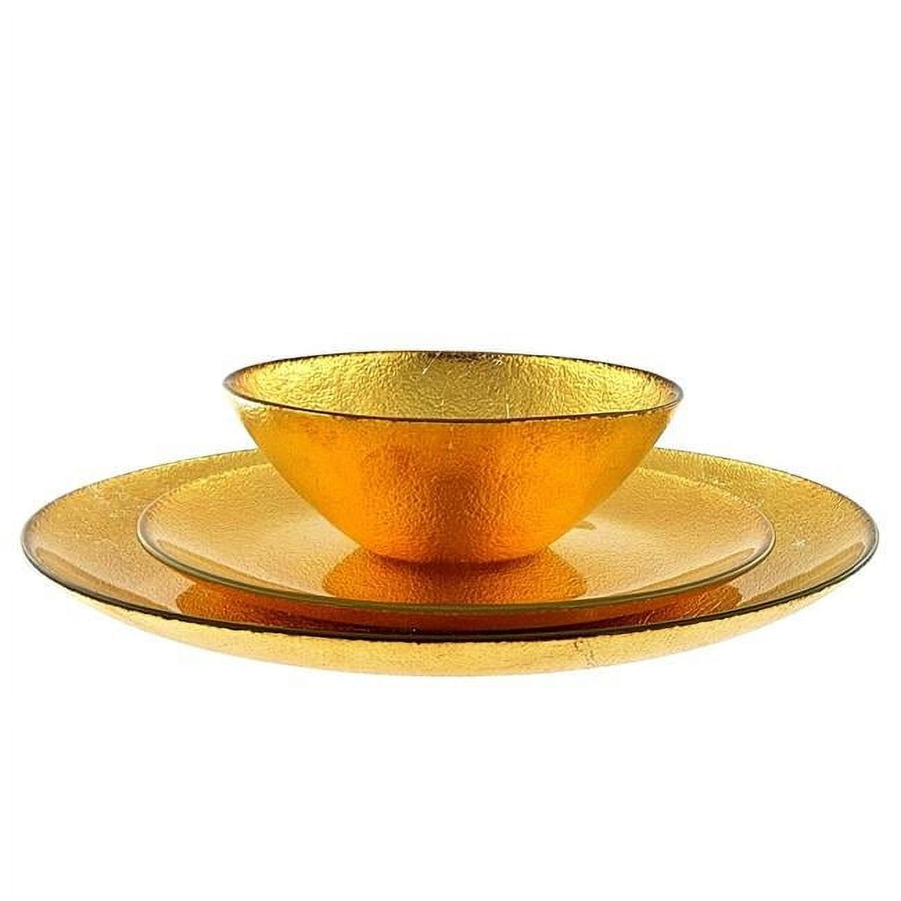 Handmade Gold Gilded Glass Dinnerware Set - Service for 4
