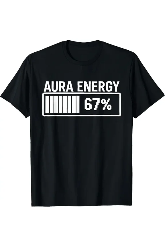 Aura Energy 67% Funny Battery Status Graphic Tee for Unisex