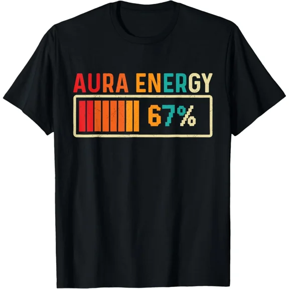 Aura Energy 67 Meme Funny Gen Alpha Slang Retro School Humor Graphic Art Unisex T-Shirt, S-5XL