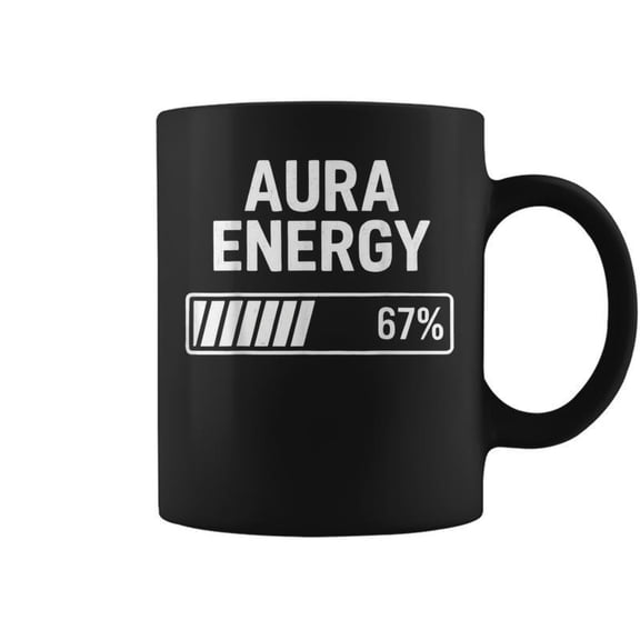 Aura Energy 67 Percent Gen Alpha Meme Humor Retro Styl Coffee Mugs