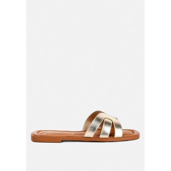 Aura Faux Leather Flat Sandals