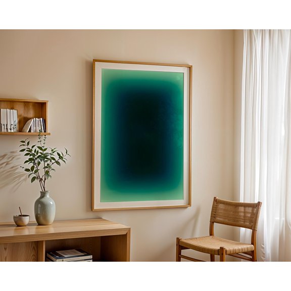 Aura Gradient Art Deep Emerald Spiritual Meditation Minimalist Healing Energy Poster , Poster Print Only