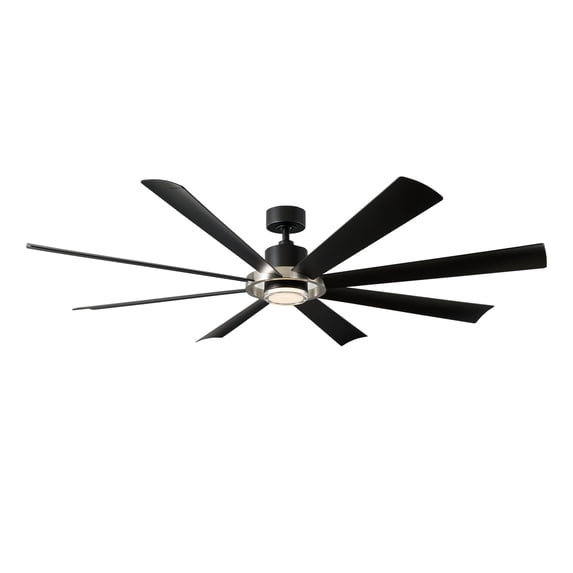 Aura Indoor and Outdoor 8-Blade 72in Smart Ceiling Fan in Brushed Nickel Matte Black with 3000K LED Light Kit and Remote Control