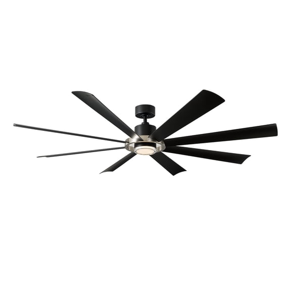 Aura Indoor and Outdoor 8-Blade 72in Smart Ceiling Fan in Brushed Nickel Matte Black with 3000K LED Light Kit and Remote Control