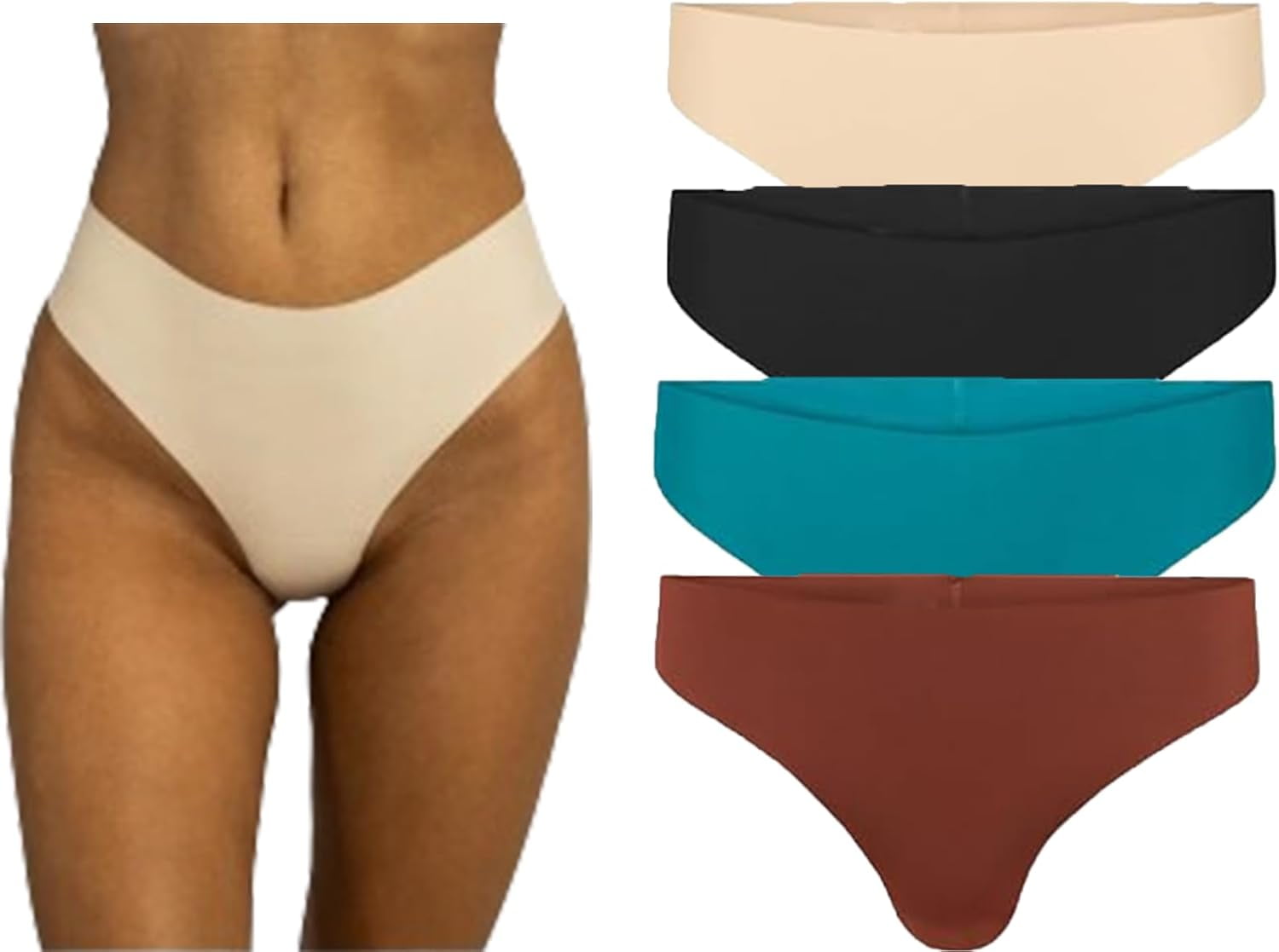 Seamless Thongs For Women - Pink Black Zebra Print, No Show Underwear, Low Rise & Comfortable