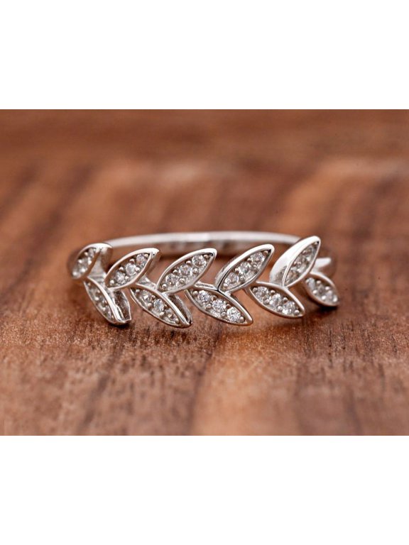 0.5 Ct VVS1/D Round Cut Lab-Created Simulated Diamond Leaf Design Ring 14K White Gold Plated Ring for Women