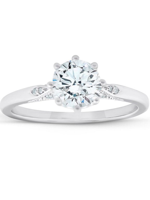 1.5 Ct Round Cut Lab-Created Simulated Diamond Engagement Ring, 14K White Gold Plated Prong Setting, Wedding Ring for Women, Birthday Gift
