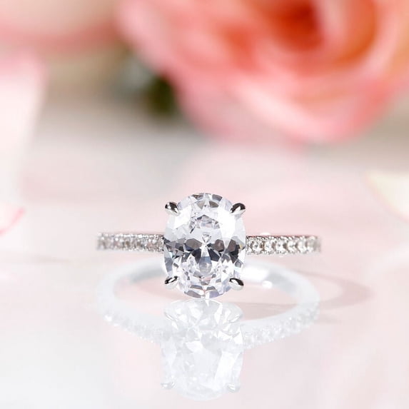 Aura Jewel 1.6 Ct Oval Cut Lab-Created Simulated Diamond Engagement ...