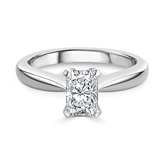 Aura Jewel 1.8 Ct Radiant Cut VVS1/D Lab Created Diamond Solitaire Ring - 14K White Gold Plated Engagement Rings - 40th Wedding Anniversary Gifts for Women - Christmas Diamond Gifts