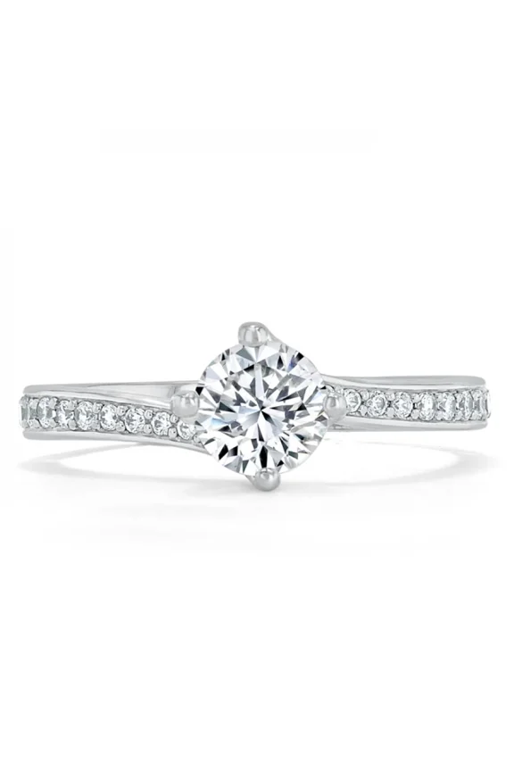 1.8 Ct Round Cut Lab Created Diamond Engagement Ring - 14K White Gold Plated Anniversary Ring - Swirl Daily Wear Fine Jewelry for Women - Wedding Anniversary Ring Women