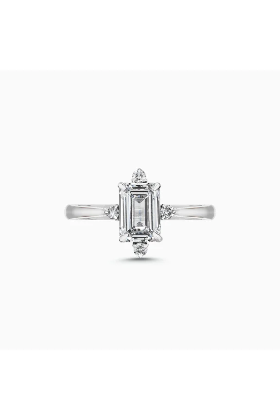 1.9 Ct Emerald Cut Lab Diamond Rings for Her - 14K White Gold Plated Ring for Her - Engagement Rings for Women's - Fabulous Wedding Anniversary Gifts - Silver Wedding Jewelry for Her
