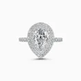 thumbnail image 1 of Aura Jewel 1.9 Ct Pear Cut Diamond Engagement Ring - 14K White Gold Plated Wedding Ring for Women's - Proposal Ring for Sister - Gorgeous Double Halo Anniversary Gift for Her - Graduation Gift, 1 of 3