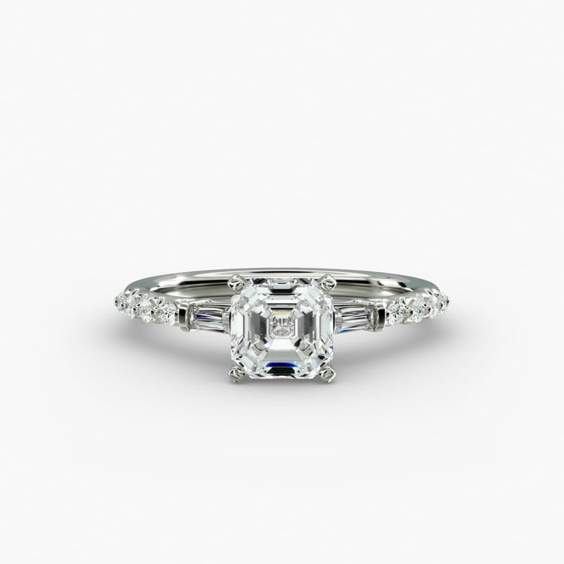 Aura Jewel 14K White Gold Over Rings Gifts 1.6 Ct Asscher Cut Diamond