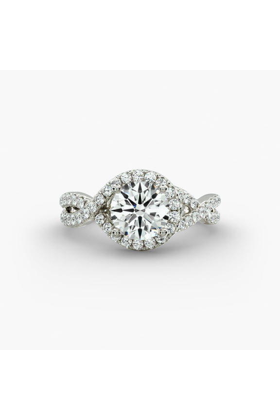 14K White Gold Plated Diamond Ring - 2.1 Ct Round Cut Lab Created Diamond Wedding Ring - Twisted Diamond Engagement Ring - Daily Wear Fine Jewelry - Gorgeous Anniversary Gift for Women