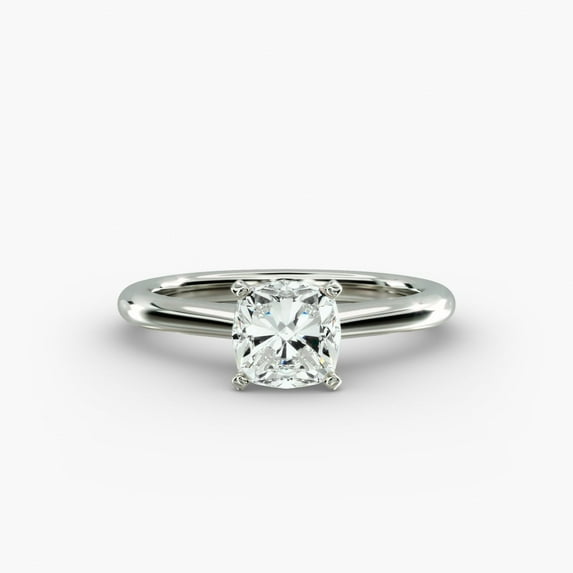 Aura Jewel 14K White Gold Plated Diamond Women's Ring - Cushion Cut Cut 1.8 Ct Simulated Diamond Engagement Rings - Solitaire Solo Stone Diamond Women's Rings - Gorgeous Anniversary Gifts