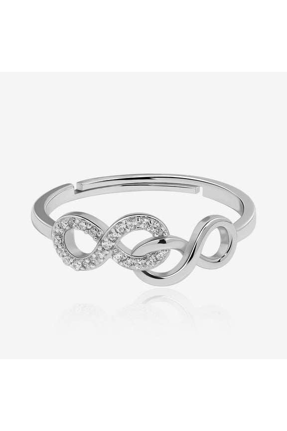 14K White Gold Plated Ring - 1.6 Ct Round Cut Diamond Ring - Silver Beautiful Special Occasion Ring - Infinity Twisted Ring for Her - Daily Wear Diamond Ring - Birthday Gift