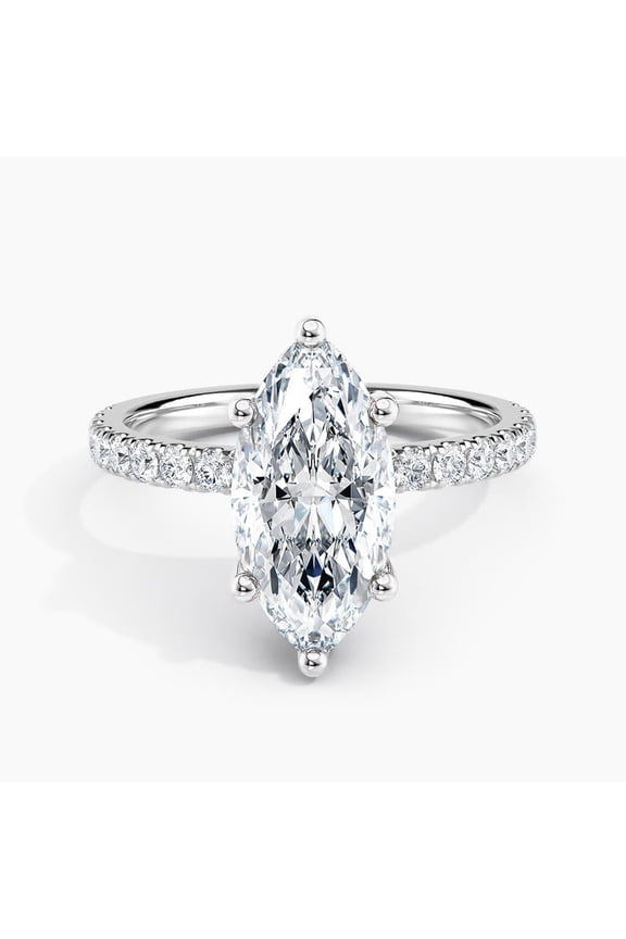 14K White Gold Plated Ring for Her - 1.8 Ct Marquise Cut Diamond Ring for Her - Engagement Wedding Rings - Gorgeous Anniversary Gifts for Women - Causal Daily Wear Ring for Women