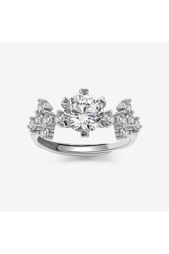 14K White Gold Plated Ring - 1.8 Ct Round Cut Diamond Anniversary Ring - Engagement Wedding Ring for Her - Gorgeous Anniversary Gift for Women's - Cluster Christmas Special Gift for Her