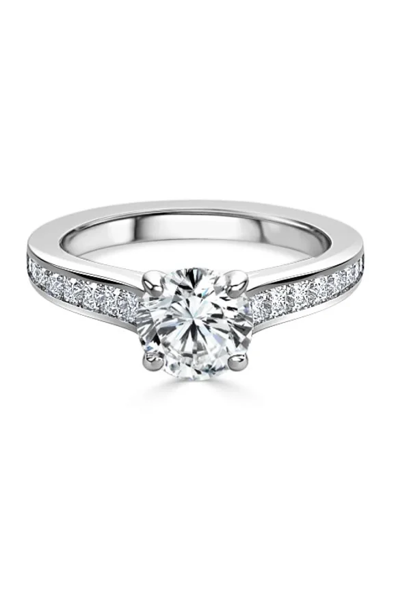 14K White Gold Plated Ring - 1.8 Ct Round Cut Diamond Ring Her - Engagement Wedding Jewelry - Gorgeous Anniversary Gift - Special Occasion Ring Women - Daily Wear Fine Rings