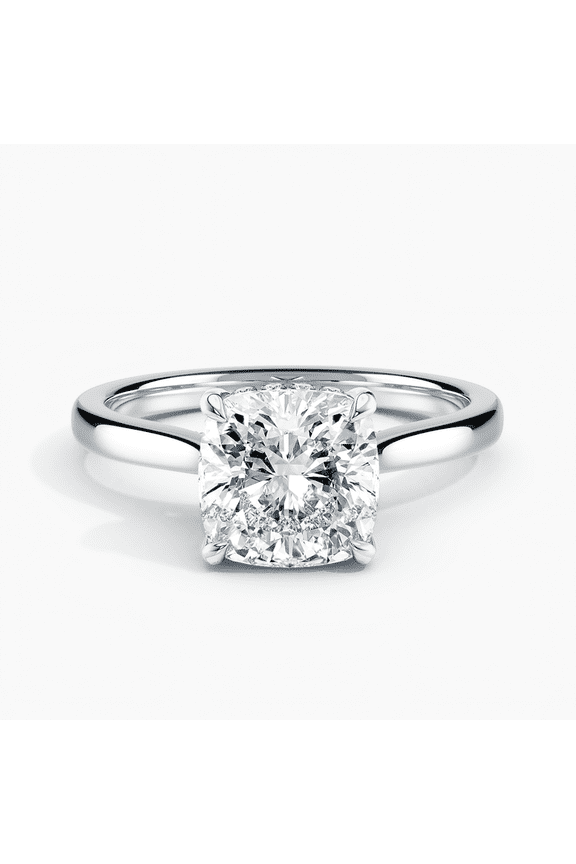 14K White Gold Plated Ring - 1.9 Ct Cushion Cut Diamond Ring - Engagement Wedding Promise Ring for Her - Latest Engagement Diamond Ring for Women - Forever Diamond Ring for Women