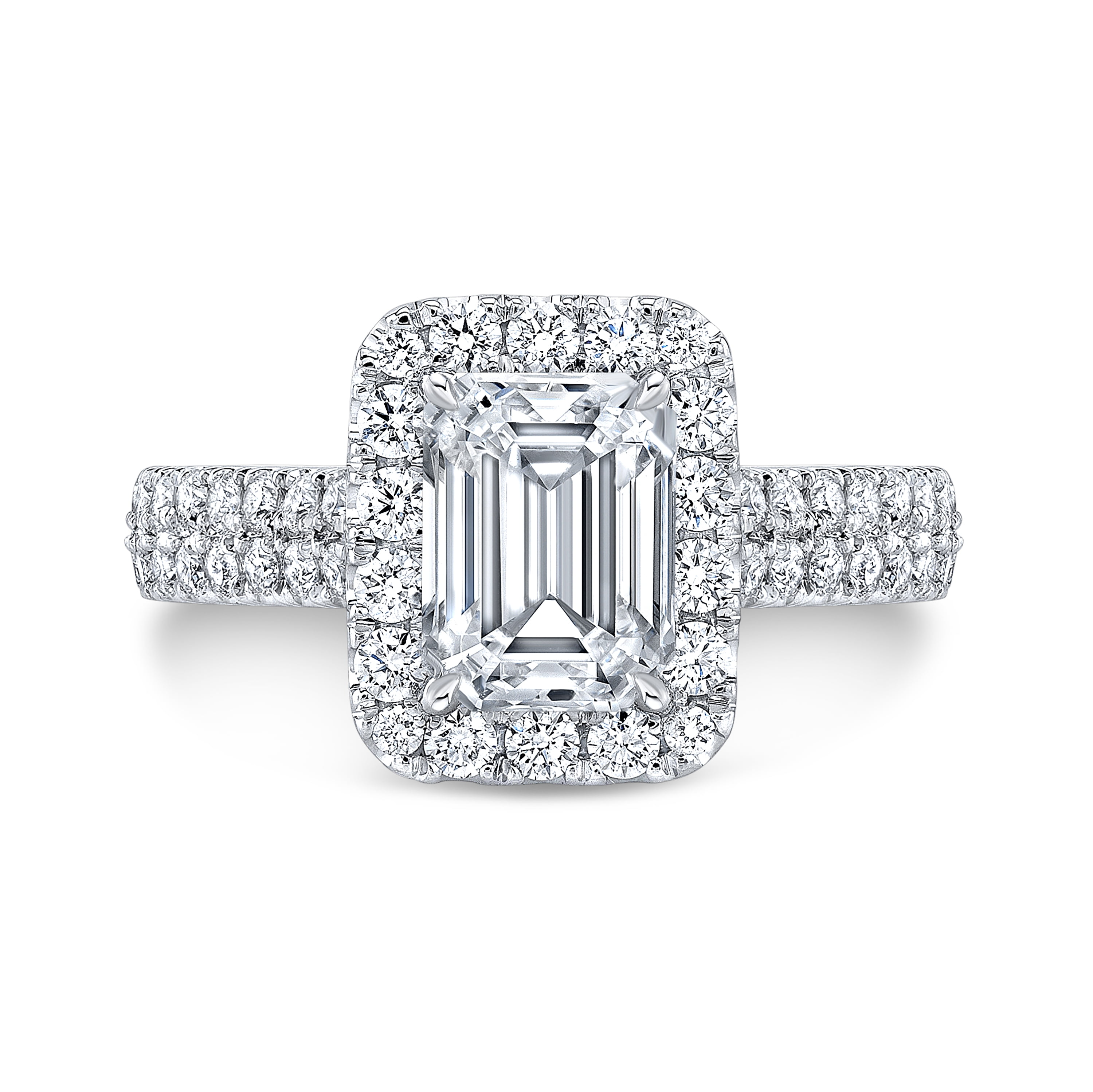 Aura Jewel 14K White Gold Plated Ring - 2.2 Ct Emerald Cut Diamond Ring ...