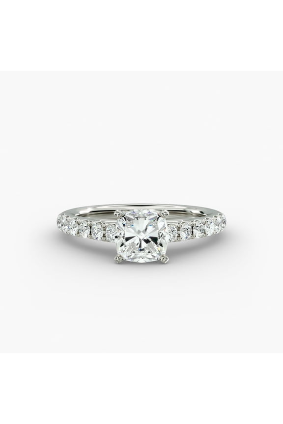 14K White Gold Plated Ring for Her - Cushion Cut 1.7Ct VVS1/D Diamond Ring - Gorgeous Anniversary Gift for Women's - Valentine's Day Gift for Her - Engagement Wedding Jewelry for Women