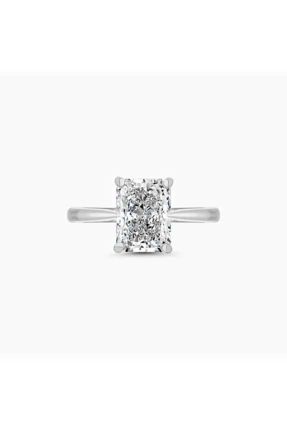 14K White Gold Plated Solitaire Wedding Ring - 2.3 Ct Radiant Cut Diamond Engagement Ring - Anniversary Ring for Women's - Solitaire Daily Wear Diamond Ring - Party Wear Diamond Ring