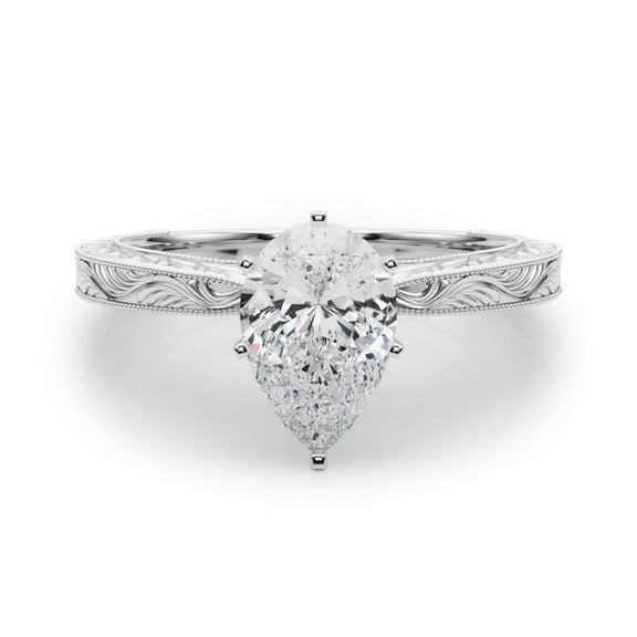 Aura Jewel 14K White Gold Plated Wedding Ring - Pear Cut 1.88 Ct Lab Created Diamond Wedding Anniversary Ring - Engagement Bridesmaids Ring - Anniversary Gift Clearance Ring - Diamond Jewelry