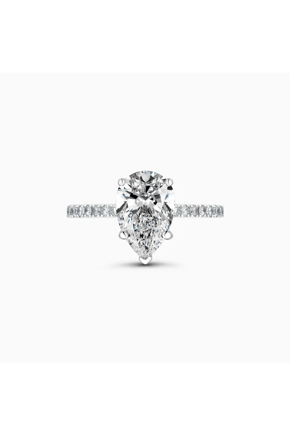 2.1 Ct Pear Cut Diamond Engagement Ring - Anniversary Gift for Women's - Causal Office Wear Ring - Daily Wear Fine Rings - New Year Gift - 14K White Gold Plated Wedding Ring for Women's