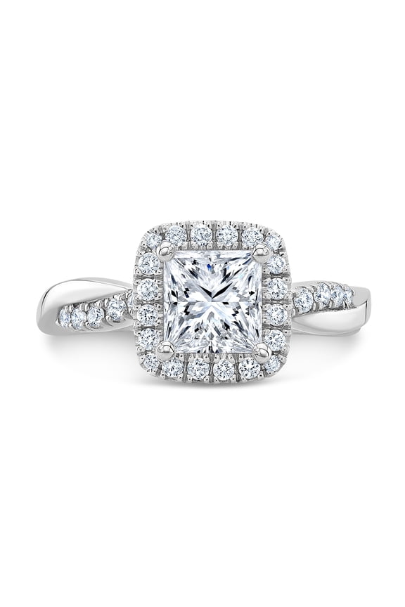 2.1 Ct Princess Cut Diamond Ring - 14K White Gold Plated Ring for Her - Halo Engagement Wedding Ring for Women's - Christmas Special Gift for Women's - Party Wear Diamond Ring for Her