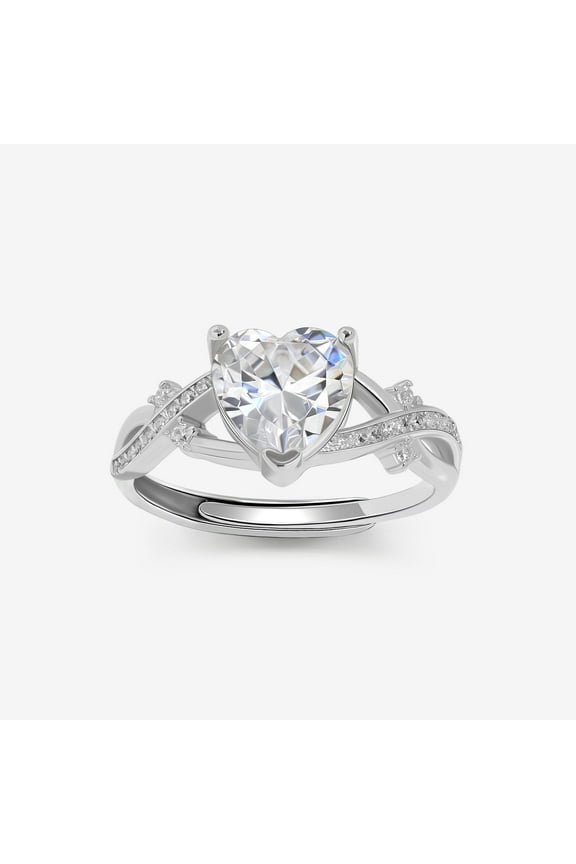 2.2 Ct Heart Cut Diamond Rings - 14K White Gold Plated Ring for Gift - Gorgeous Anniversary Gifts for Women's - Engagement Wedding Split Shank Ring for Her - Valentine Proposal Rings