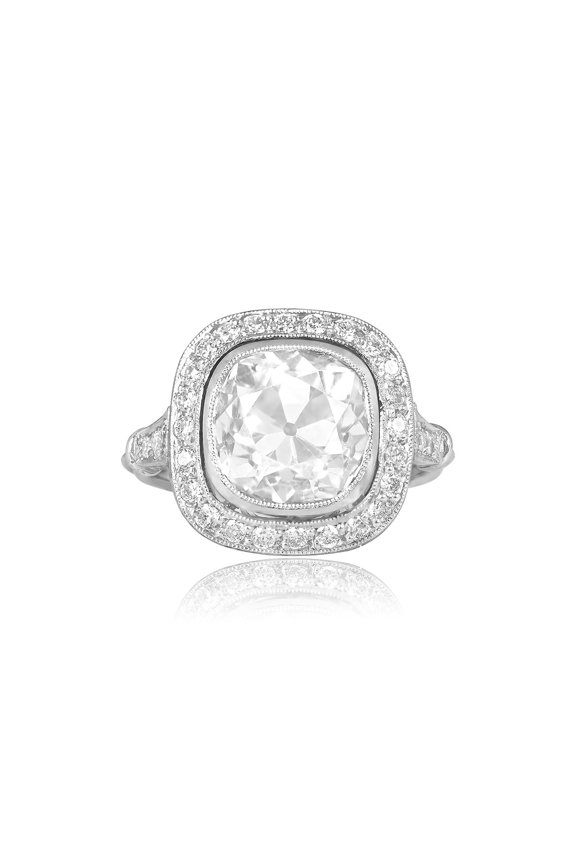 2.3 Ct Cushion Cut Lab Created Diamond Anniversary Ring - 14K White Gold Plated Ring - Modern Halo Wedding Ring for Women - Cluster Diamond Silver Ring for Her - Christmas Special Gift