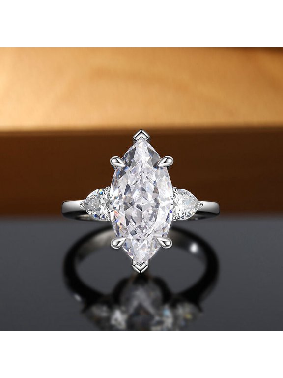 2.5 Ct Lab-Created Simulated Diamond Marquise Cut Engagement Ring 14K White Gold Plated Ring for Women