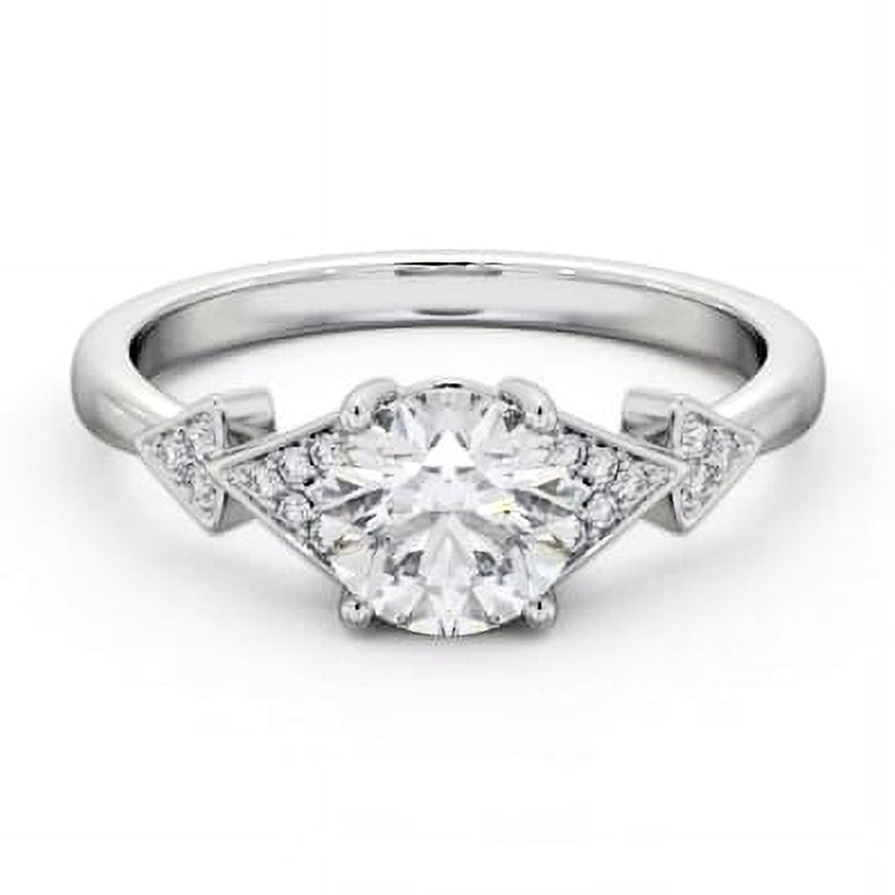 Aura Jewel 2 Ct Brilliant Round Cut Solitaire with Accent Diamond Ring ...