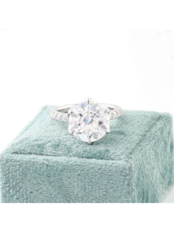 2 Ct Round Cut Lab-Created Simulated Diamond Engagement Ring 14K White Gold Plated for Her