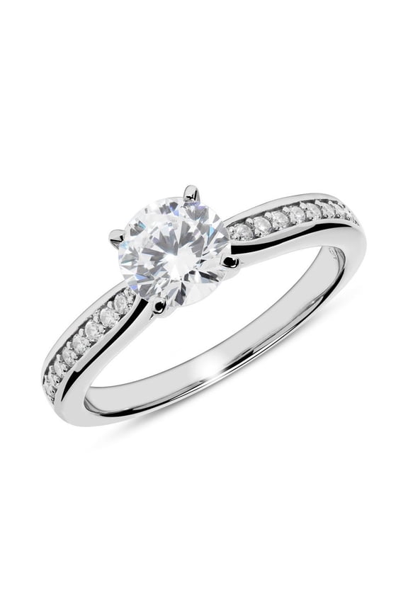 Beautiful 1.8 Ct Round Cut Diamond Engagement Ring - Women's Lab-Created Simulated Diamond in 14K White Gold Plated - Perfect for Proposals, Anniversaries, and Special Celebrations