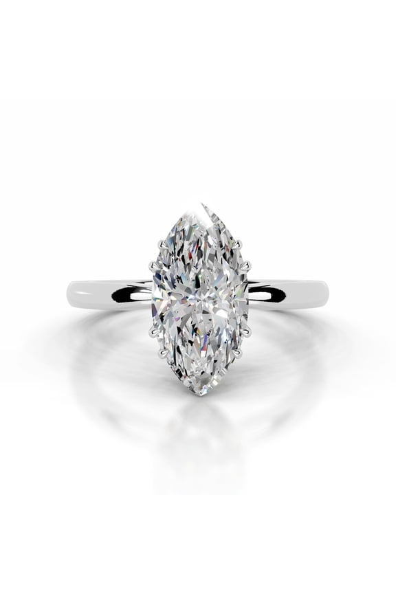 Beautiful 1.9 Ct Marquise Cut SurpRiya Diamond Ring for Women's - Lab-Created Simulated Diamond in 14K White Gold Plated - Ideal for Gifting on Special Occasions and Women’s Engagements