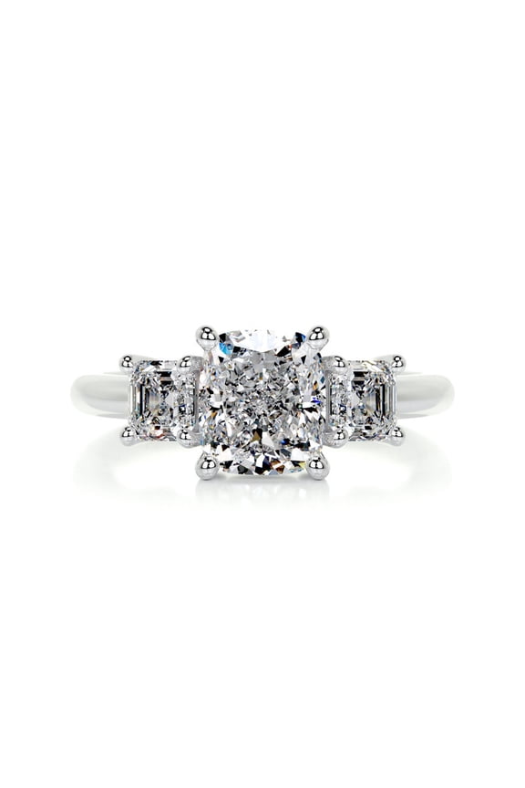Beautiful 2.3 Ct Cushion Cut Diamond Wedding Engagement Ring - Lab-Created Simulated Diamond in 14K White Gold Plated - Ideal for Gift, Weddings, Anniversaries, and Birthdays for Women