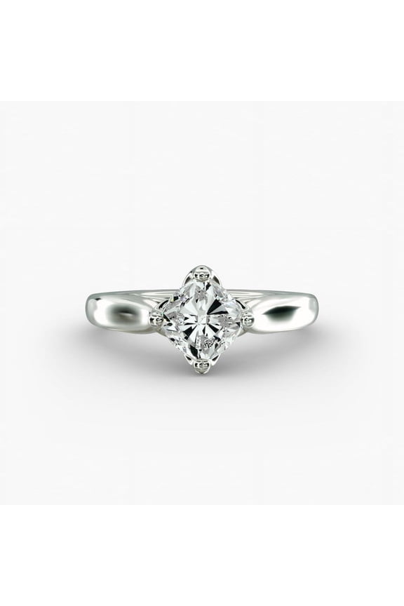 Cushion Cut 1.9 Ct Lab Created Diamond Split Shank Engagement Ring - 14K White Gold Over Wedding Ring for Women's - Diamond Causal Office Wear Ring - Forever Diamond Ring for Women's