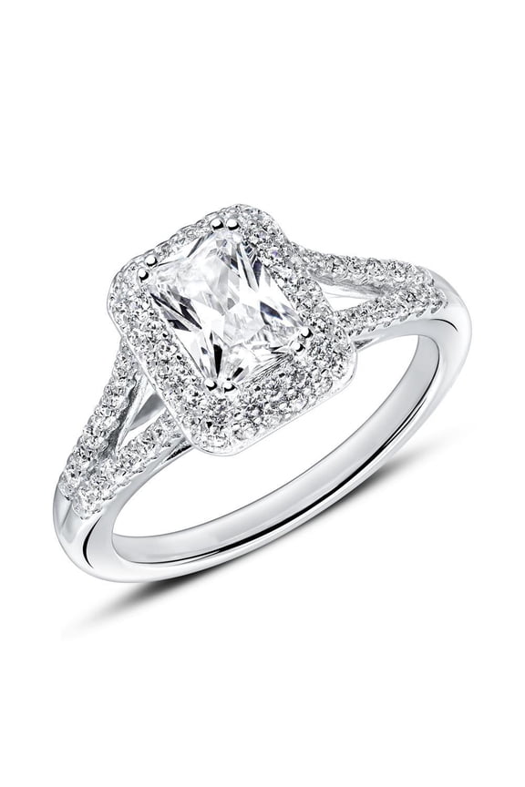 Elegant 2.1 Ct Radiant Cut Diamond Engagement Ring - Lab-Created Simulated Diamond in 14K White Gold Plated - Ideal Wedding Proposal Ring for Women - Beautiful Gift for Her Birthday