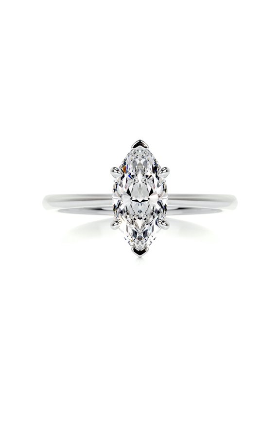 Elegant 2 Ct Marquise Cut Solitaire Diamond Engagement Rings for Women's - Lab-Created Simulated Diamond in 14K White Gold Plated - Perfect for Women's Birthdays and Anniversary Gifts