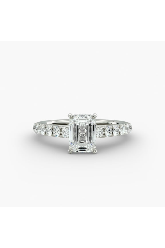 Emerald Cut 2.1 Ct VVS1/D Diamond Ring - 14K White Gold Plated Ring - Gorgeous Anniversary Gift for Women's - Engagement Wedding Jewelry for Women's - Luxurious Multi-Stone Ring for Her