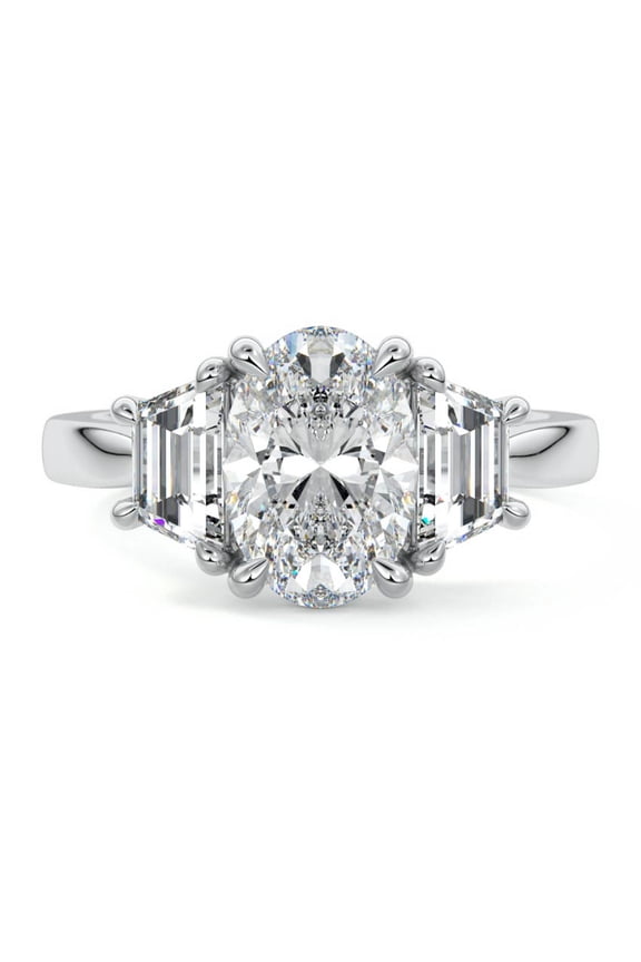 Oval Cut 1.9 Ct Lab Created Diamond Ring for Women's - 14K White Gold Plated Engagement Ring - Diamond Ring for Women's - Gifts for Her - Daily Wear Fine Jewellery for Women's