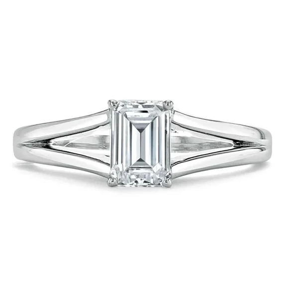Aura Jewel Round Cut 2.1 Ct VVS1/D Lab Created Diamond Ring - 14K White Gold Plated Wedding Anniversary Ring - Split Shank Engagement Ring for Women's - Classic Engagement Wedding Ring
