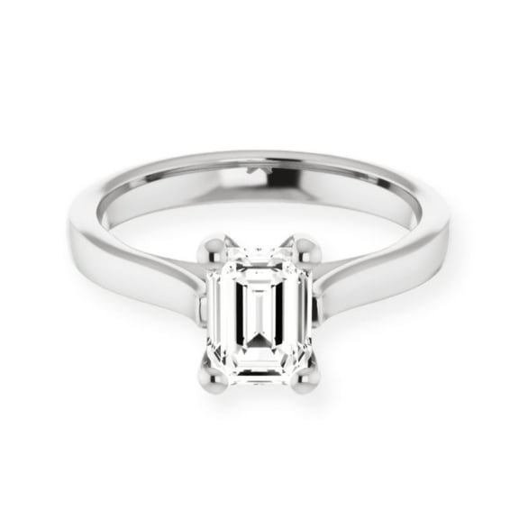 Aura Jewelry 1.58 Ct Emerald Excellent Cut Moissanite Rings - Solitaire Engagement Birthday Prong Set Rings for women's - 14k White Gold Plated Rings - Simple Engagement Birthday Solitaire Rings