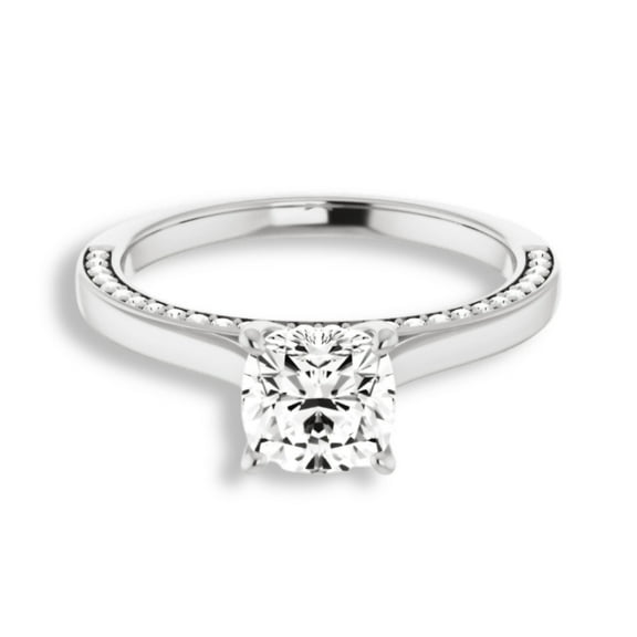 Aura Jewelry 14k White Gold Plated Moissanite Ring - Cushion Cut Excellent 1.78 Ct Ring For Women's - Solitaire Moissanite Rings for Her - Personalized Rings for Wife - Birthday Ring for Sister