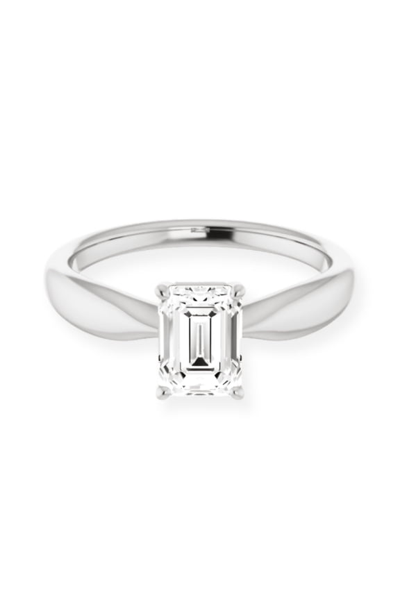 ry 14k White Gold Plated Rings - Emerald Cut Excellent 1.57 Ct Moissanite Ring for Women's - Wedding Simple Solitaire Daily Wear Rings - Casual Engagement Birthday Solitaire Rings