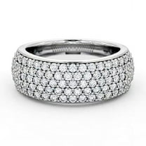 Aura Jewelry 3.2 Ct Round Cut Moissanite Ring - 14K White Gold Plated - Cluster Pave Set Sparkling Engagement Ring for Women - Elegant Fashion Jewelry Gift