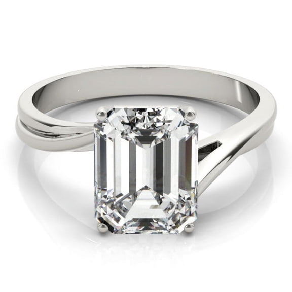 Aura Jewelry Classic Engagement Wedding Women's Ring - 14K White Gold Plated Rings Gift - 1.88 Ct Emerald Cut Moissanite Rings - Women's Jewelry Engagement Silver Ring - Special Occasion Ring